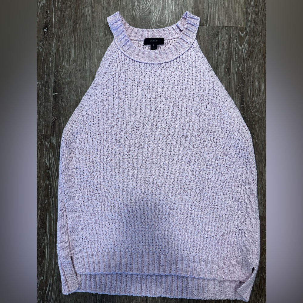 J. Crew High-neck textured pointelle sweater-tank, lavender, purple - Large